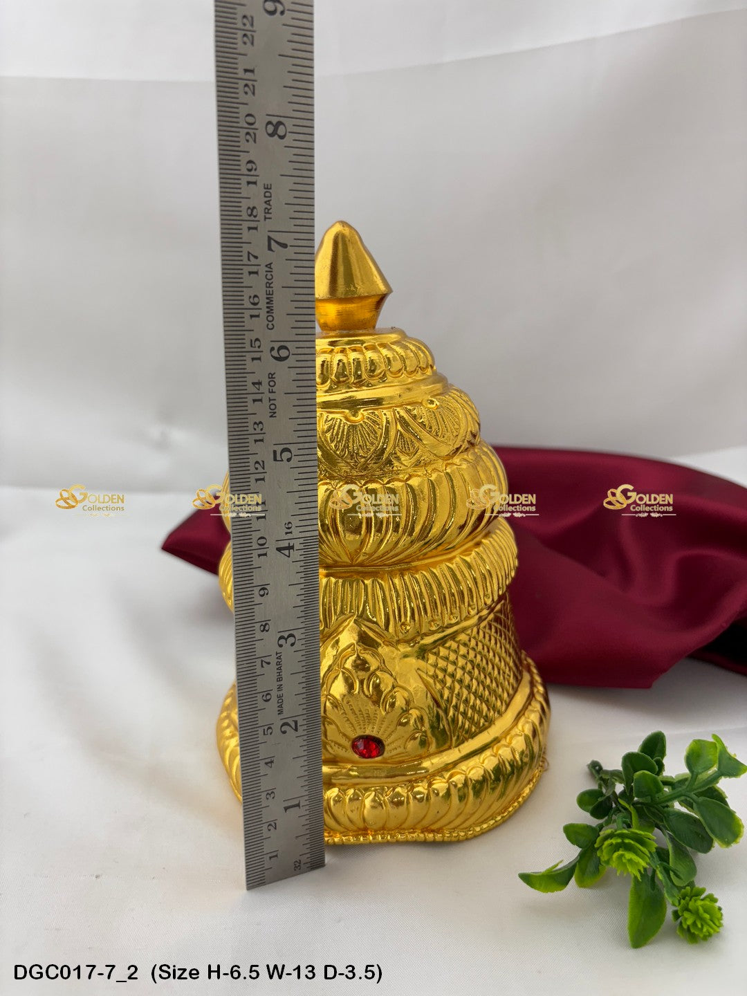 Gold Plated Full Crown For Hindu God Goddess Goldencollections Size: 6.5 X 13 X 3.5, Color: Gold, Style: Round Image 2