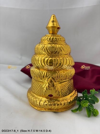 Gold Plated Full Crown For Hindu God Goddess Goldencollections Size: 7.5 X 14.5 X 4, Color: Gold, Style: Round Image 1