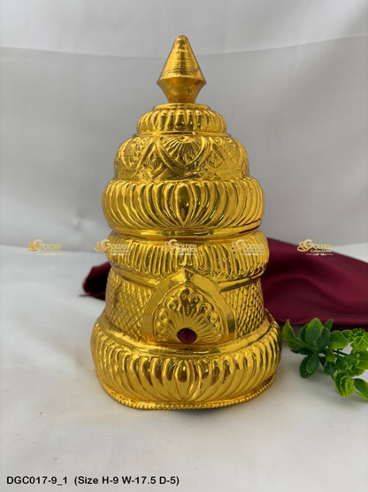 Gold Plated Full Crown For Hindu God Goddess Goldencollections Size: 9 X 17.5 X 5, Color: Gold, Style: Round Image 1