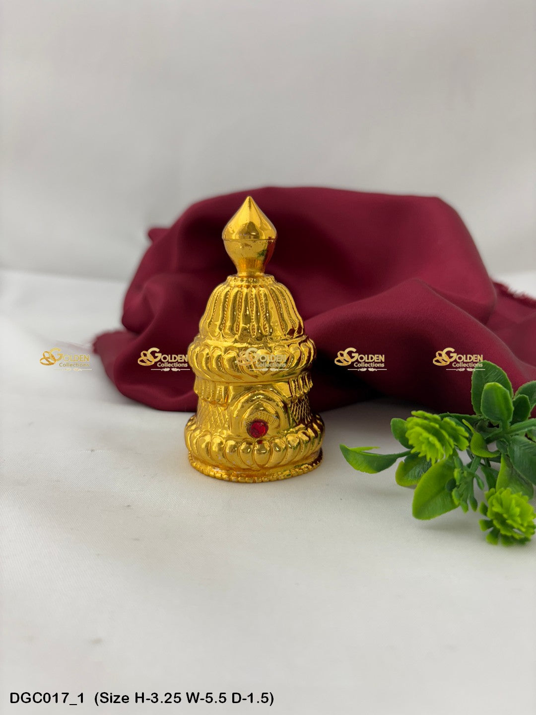 Gold Plated Full Crown For Hindu God Goddess Goldencollections Size: 3.25 X 5.5 X 1.5, Color: Gold, Style: Round Image 1