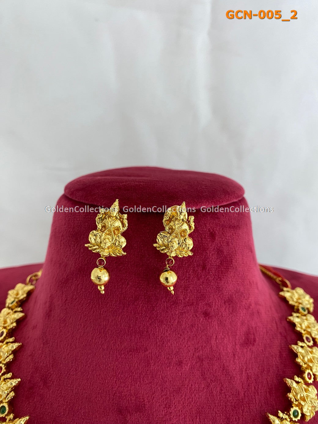 Gold Plated Necklace : 1 Gram Gold Lakshmi Haram GoldenCollections 3