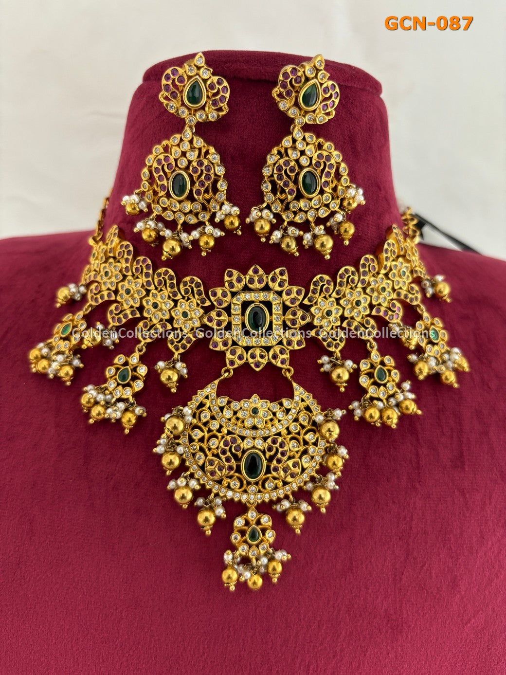 Gold Plated Necklace : Bridal Jewelry South Indian Golden Collections 