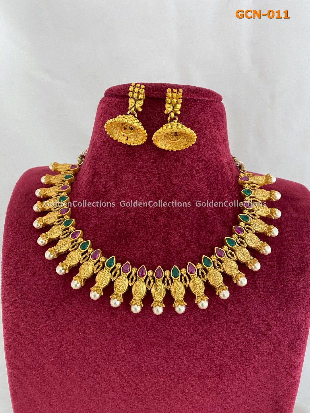 Gold Plated Necklace Latest Design : One Gram Pearl Jewellery GCN-011