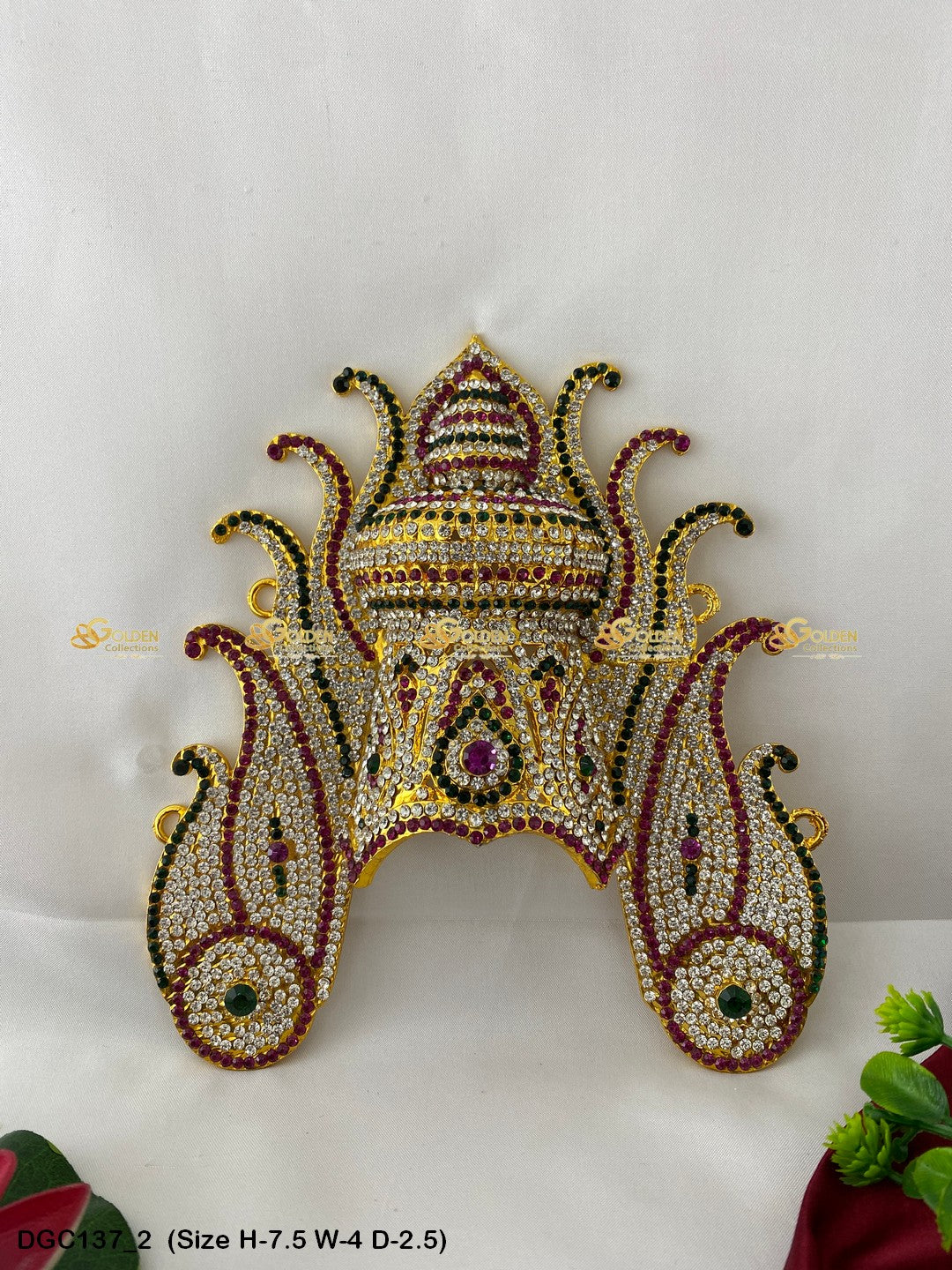 Graceful Jewellery Crown For Goddess Goldencollections Size: 7.5 X 4 X 2.75, Color: Multi, Style: Jwala Image 2