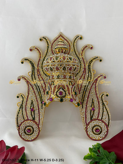 Graceful Jewellery Crown For Goddess Goldencollections Size: 11 X 5.5 X 3.5, Color: Multi, Style: Jwala Image 6