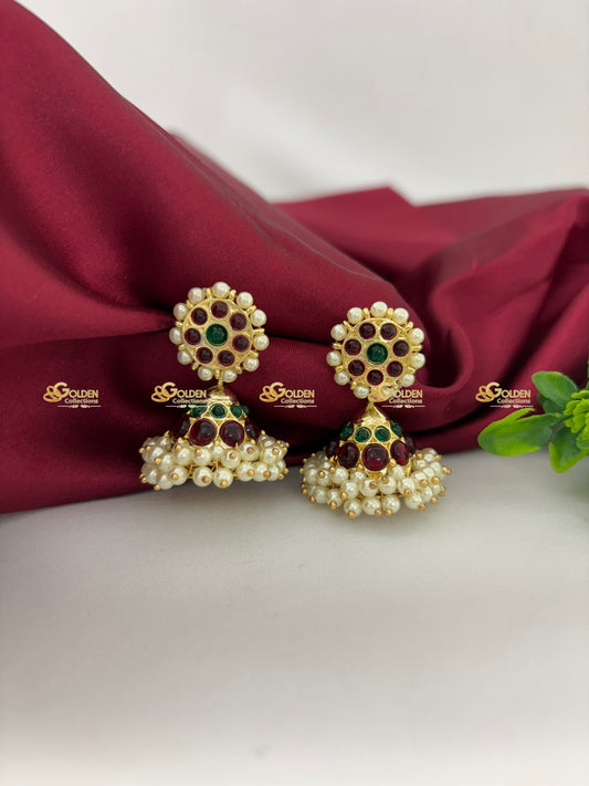 Kemp Jhumka Earrings: Bharatanatyam Jewellery GoldenCollections BBE-001