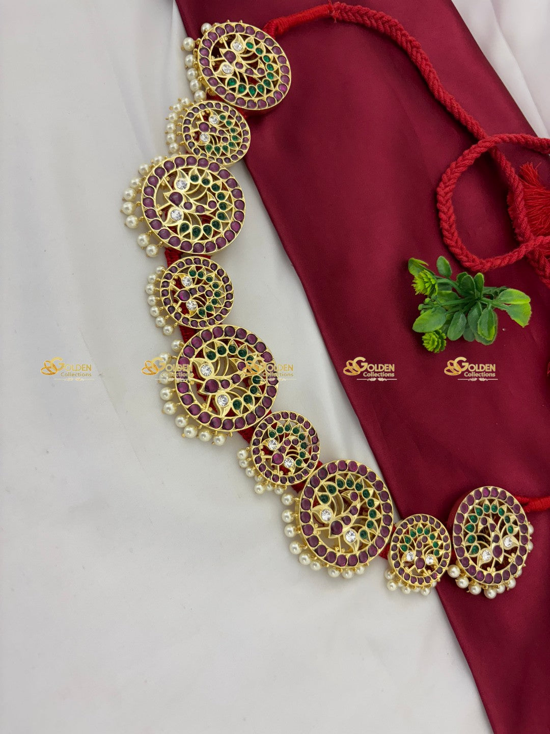 Kemp Vaddanam For Bharatanatyam Handmade Waistbelt Size: Kemp, Color: Kemp Belt, Style:  Image 2