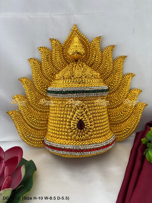 Kreedam Divine Jewellery Crown Goldencollections Size: 10 X 8.5 X 5.5, Color: Gold, Style: Jwala Image 1