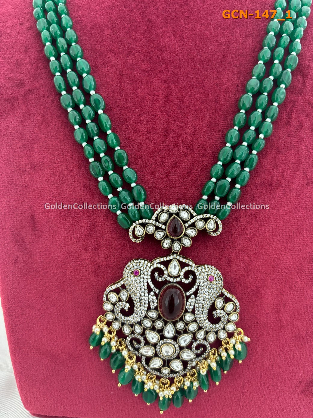 Short Beaded Necklace : Goan Style Gold Plated Necklace GoldenCollections 2