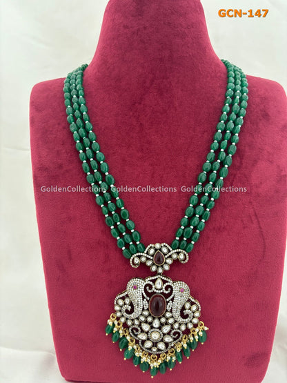 Short Beaded Necklace : Goan Style Gold Plated Necklace GoldenCollections 