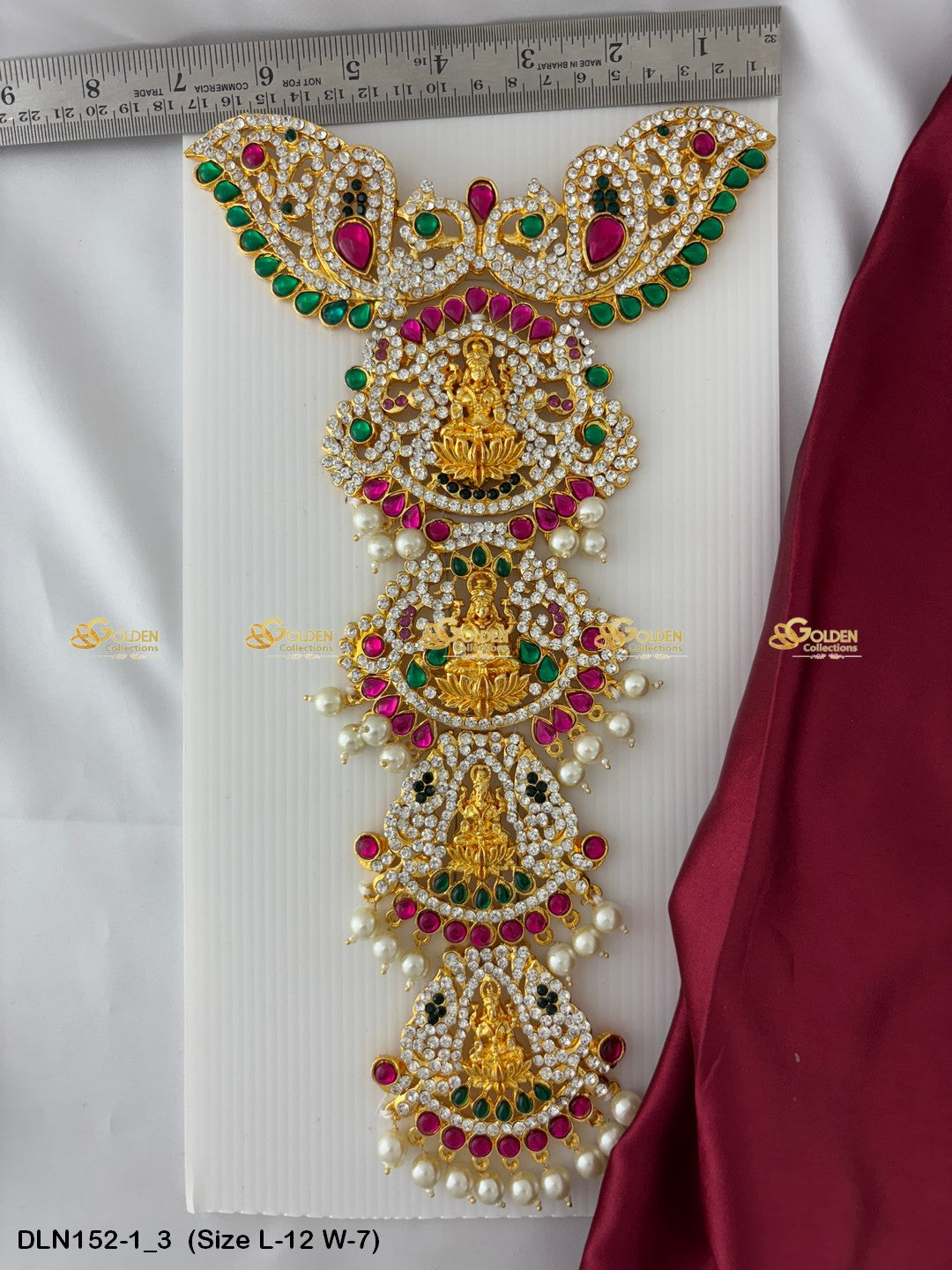 Long Harams With Temple Motifs Embrace Sacred Elegance Size: 12 X 7, Color: Multi, Style: Chest Image 3