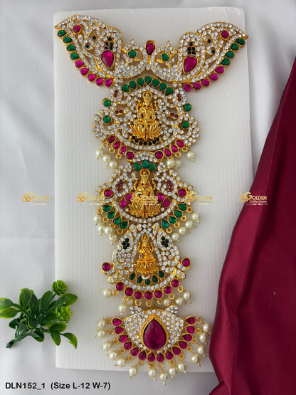 Long Harams With Temple Motifs Embrace Sacred Elegance Size: 12 X 7, Color: Multi Pink, Style: Chest Image 1