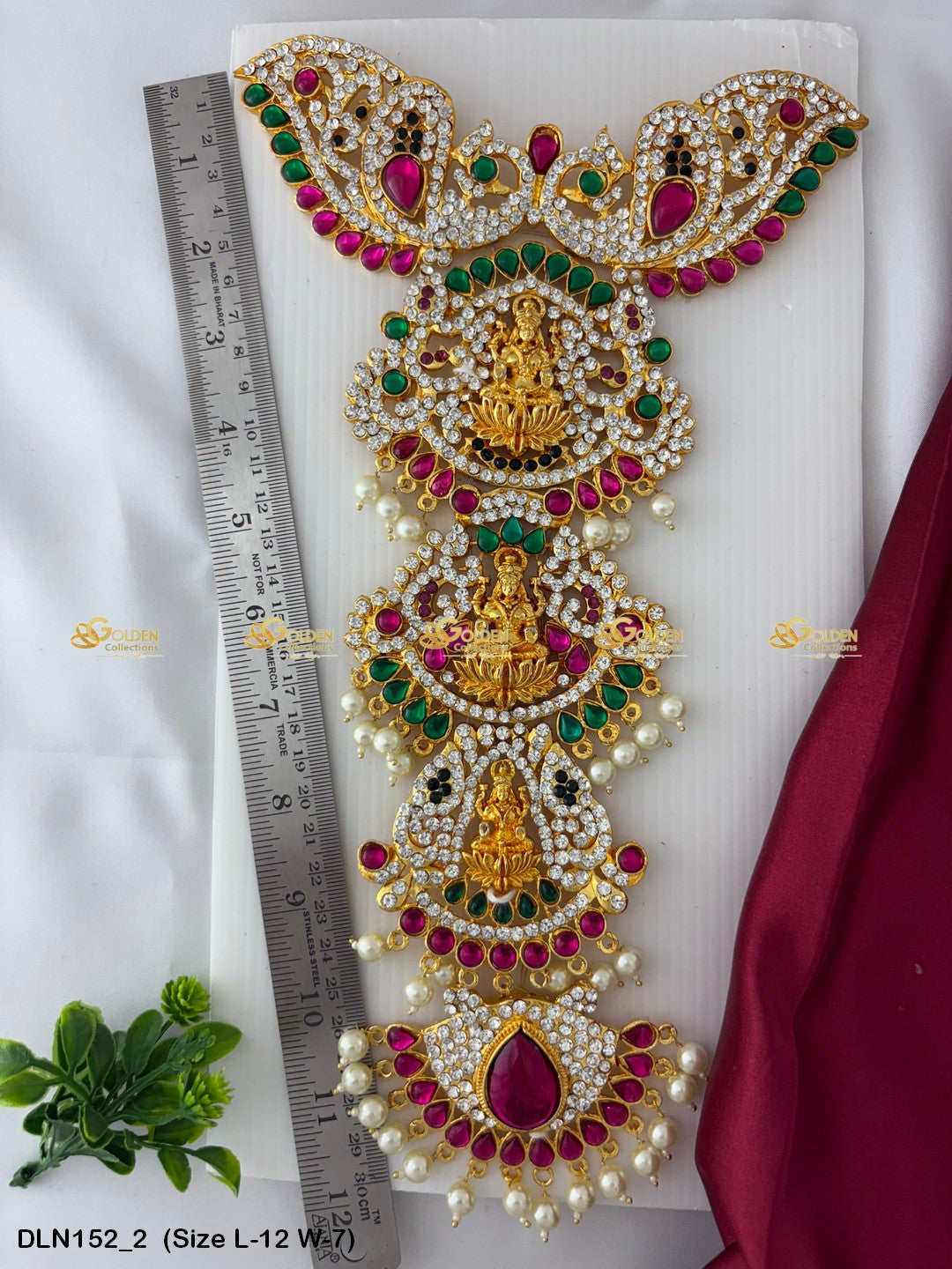 Long Harams With Temple Motifs Embrace Sacred Elegance Size: 12 X 7, Color: Multi Pink, Style: Chest Image 2