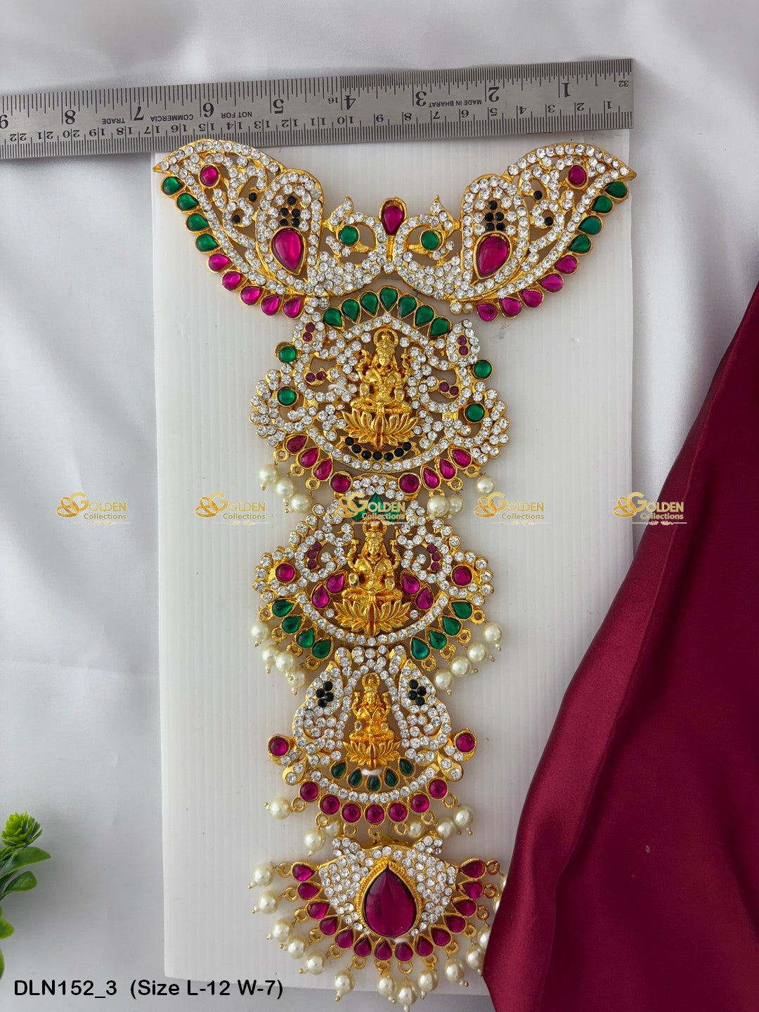 Long Harams With Temple Motifs Embrace Sacred Elegance Size: 12 X 7, Color: Multi Pink, Style: Chest Image 3