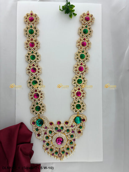 Long Necklace Peacock Model For Deity Goldencollections Size: 21.5 X 10, Color: Multi, Style: 1 Step Image 1