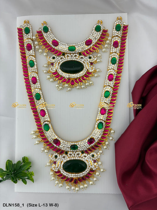 Ornate Temple Deity Long Necklace Exclusive Collection Size: 13 X 8, Color: Multi, Style: 2 Step Image 1