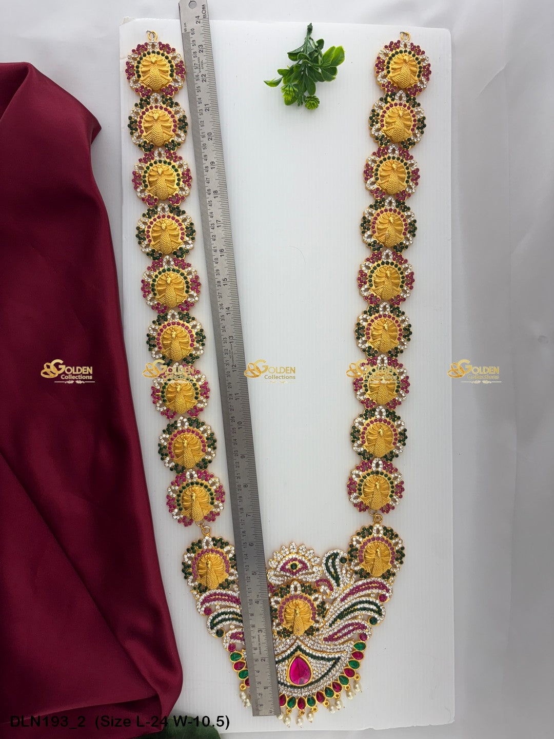 Peacock Long Necklace Deity Jewellery Goldencollections Size: 24 X 10.5, Color: Multi, Style: 1 Step Image 2