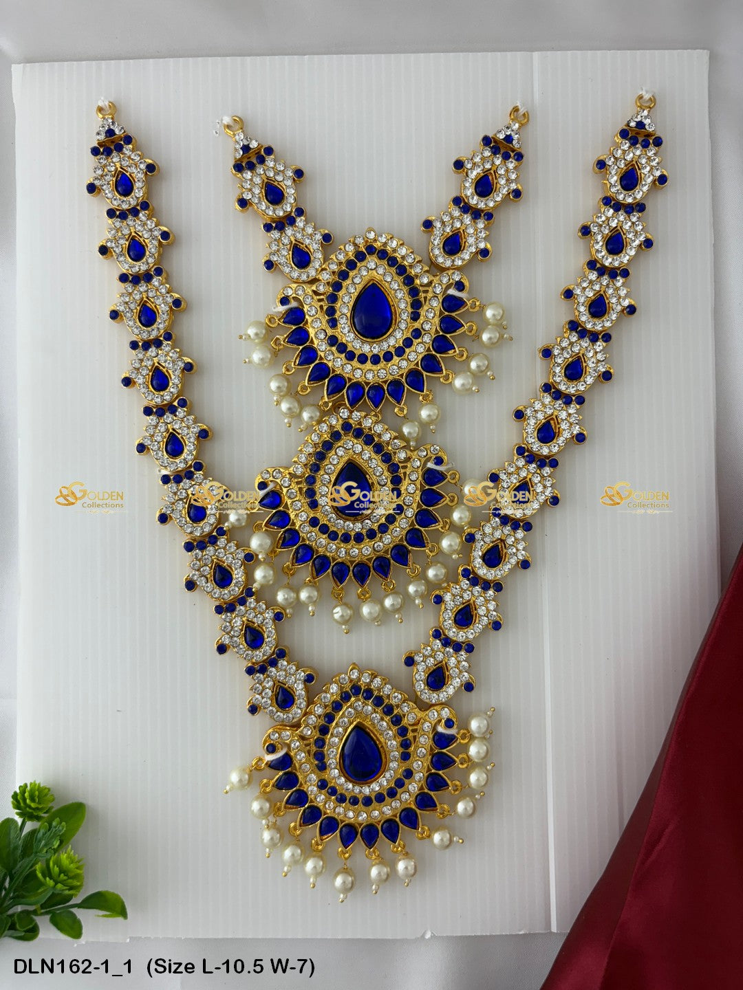 Pearl Drops Long Necklace Graceful Adornments Await Size: 10.5 X 7, Color: Blue, Style: 3 Step Image 1