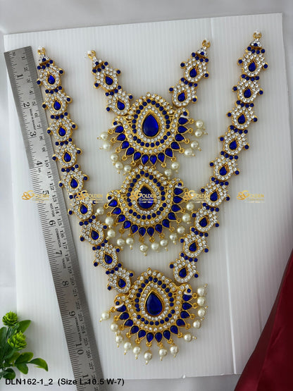 Pearl Drops Long Necklace Graceful Adornments Await Size: 10.5 X 7, Color: Blue, Style: 3 Step Image 2