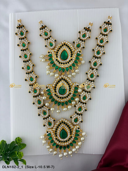 Pearl Drops Long Necklace Graceful Adornments Await Size: 10.5 X 7, Color: Green, Style: 3 Step Image 1