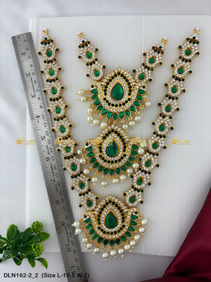 Pearl Drops Long Necklace Graceful Adornments Await Size: 10.5 X 7, Color: Green, Style: 3 Step Image 2