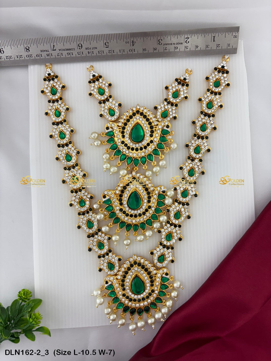 Pearl Drops Long Necklace Graceful Adornments Await Size: 10.5 X 7, Color: Green, Style: 3 Step Image 3