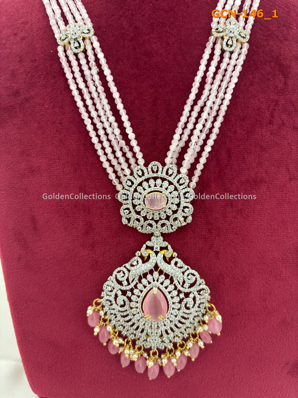 Pink Necklace : Pearl Beaded Necklace - GoldenCollections  GoldenCollections 2