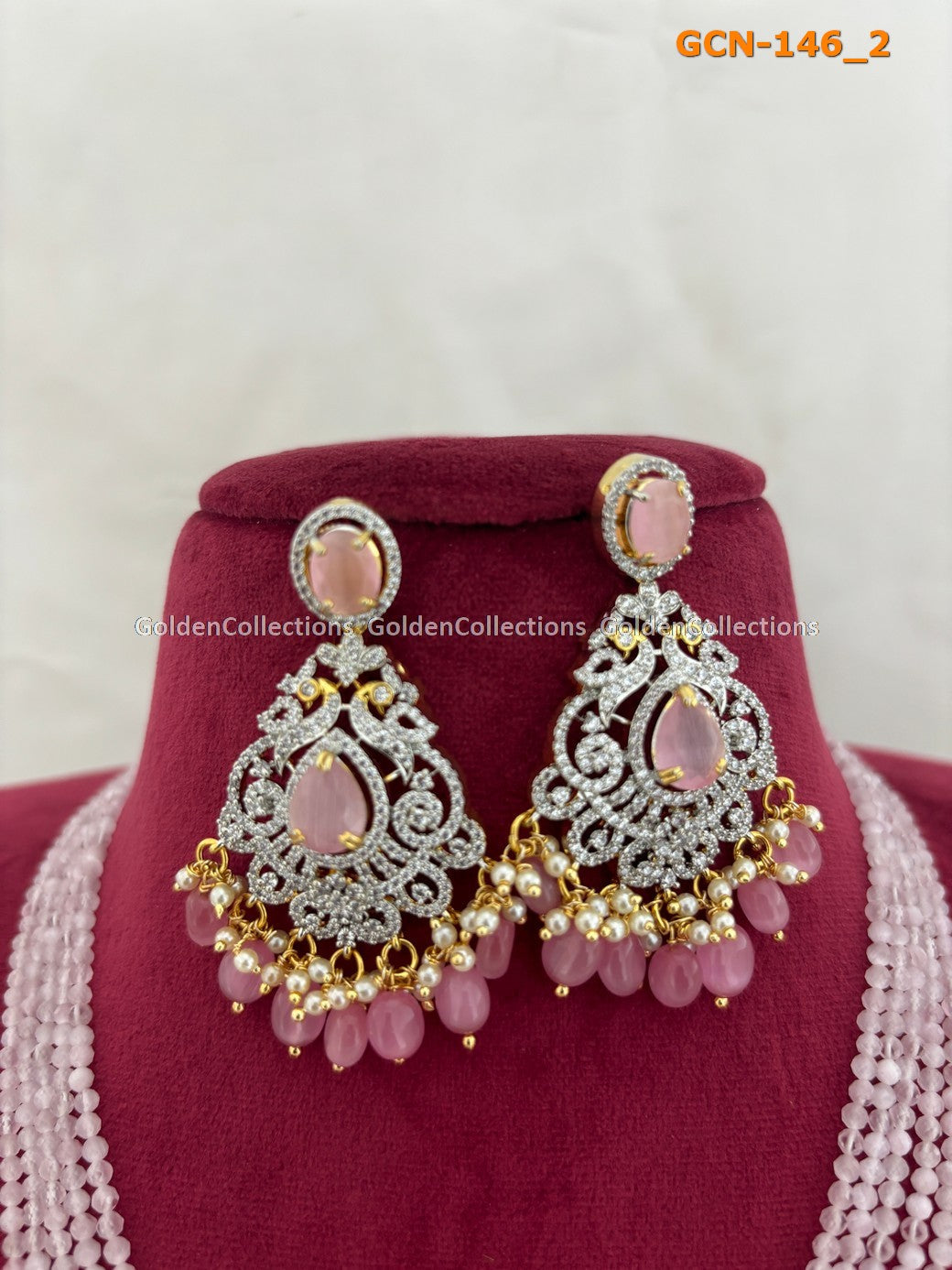 Pink Necklace : Pearl Beaded Necklace - GoldenCollections  GoldenCollections 3