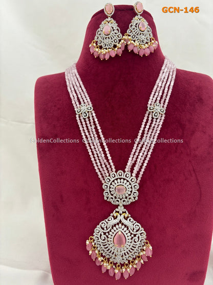Pink Necklace : Pearl Beaded Necklace - GoldenCollections  GoldenCollections 