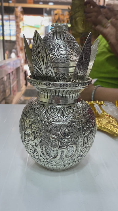 German Silver Kalasham Chabbu with coconut Mango Leafs