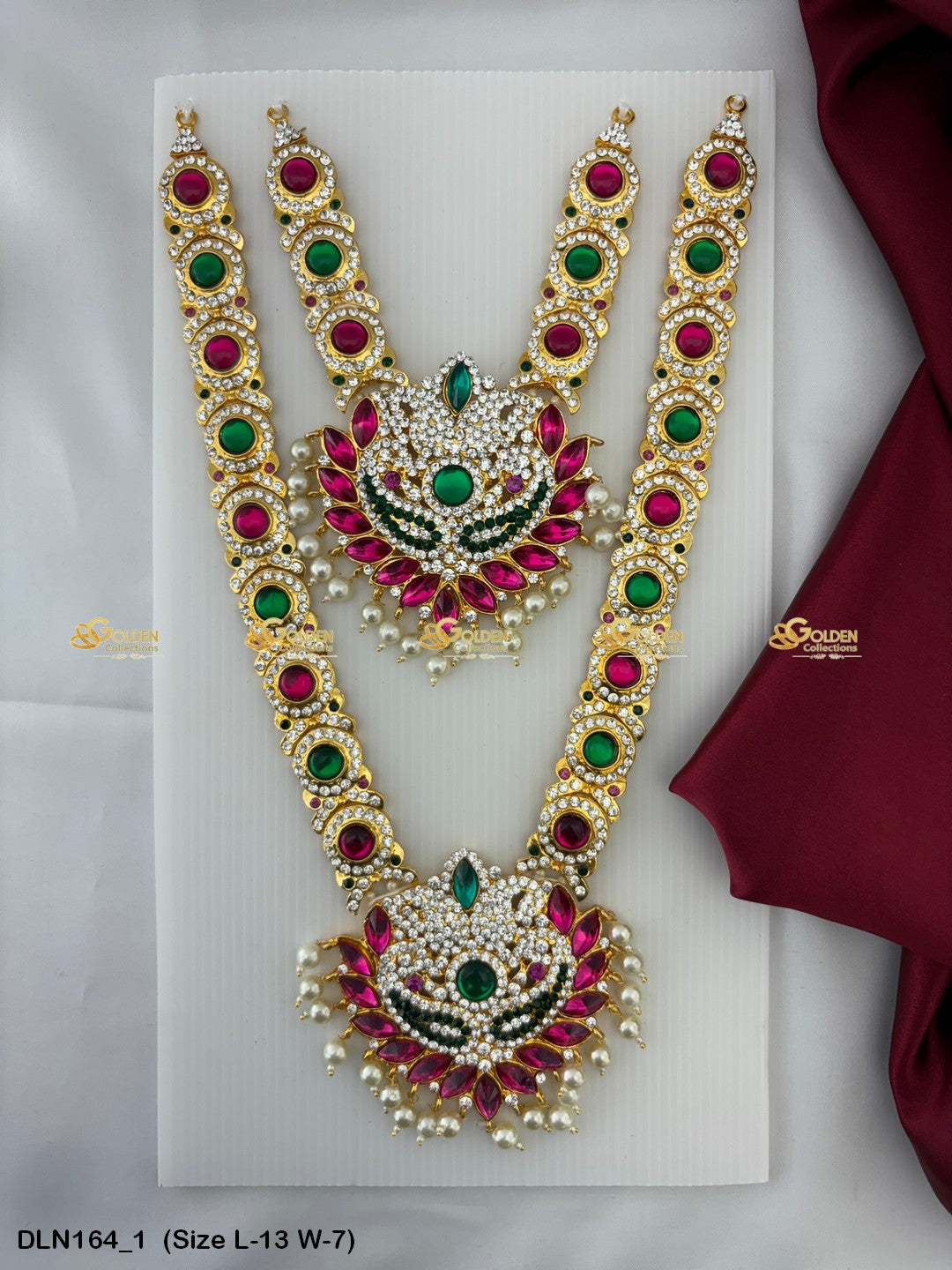 Radiant Goddess Lakshmi Long Necklace Size: 13 X 7, Color: Multi, Style: 2 Step Image 1