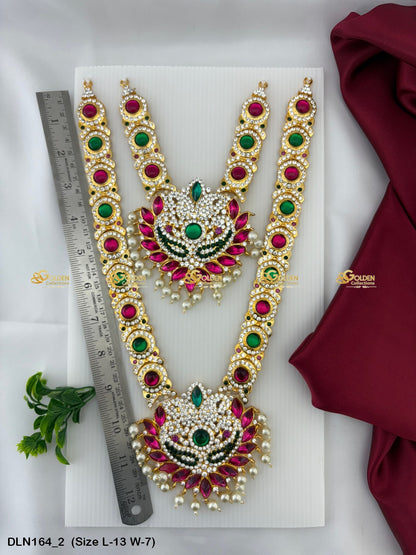 Radiant Goddess Lakshmi Long Necklace Size: 13 X 7, Color: Multi, Style: 2 Step Image 2