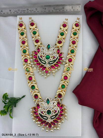 Radiant Goddess Lakshmi Long Necklace Size: 13 X 7, Color: Multi, Style: 2 Step Image 3