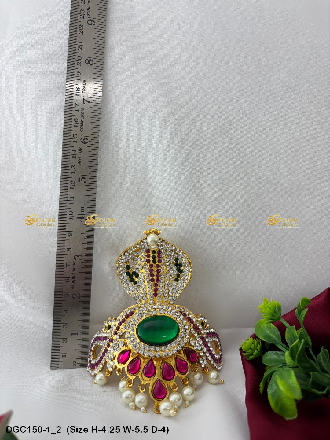 regal jewelled crown for goddess goldencollections Size: 4.25 x 5.5 x 4, Color: Multi, Style: Half Round Image 2