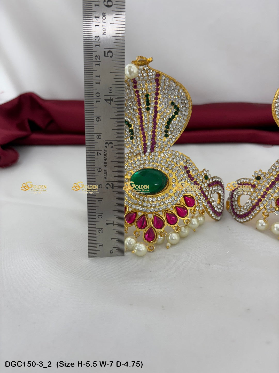 regal jewelled crown for goddess goldencollections Size: 5.5 x 7 x 4.75, Color: Multi, Style: Half Round Image 2