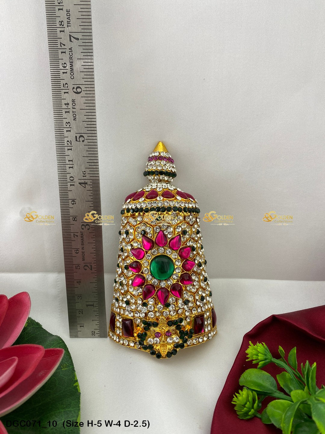 Royal Crown For Hindu God Goldencollections Size: 5 X 4 X 2.5, Color: Multi, Style: Half Round Image 10