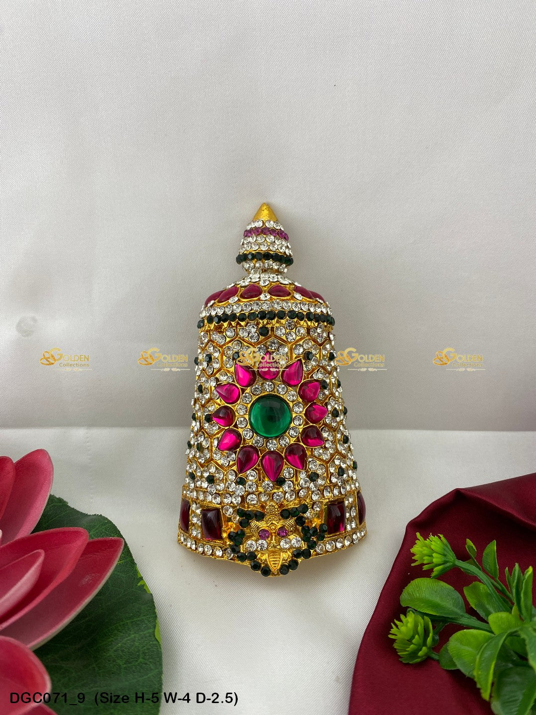 Royal Crown For Hindu God Goldencollections Size: 5 X 4 X 2.5, Color: Multi, Style: Half Round Image 9