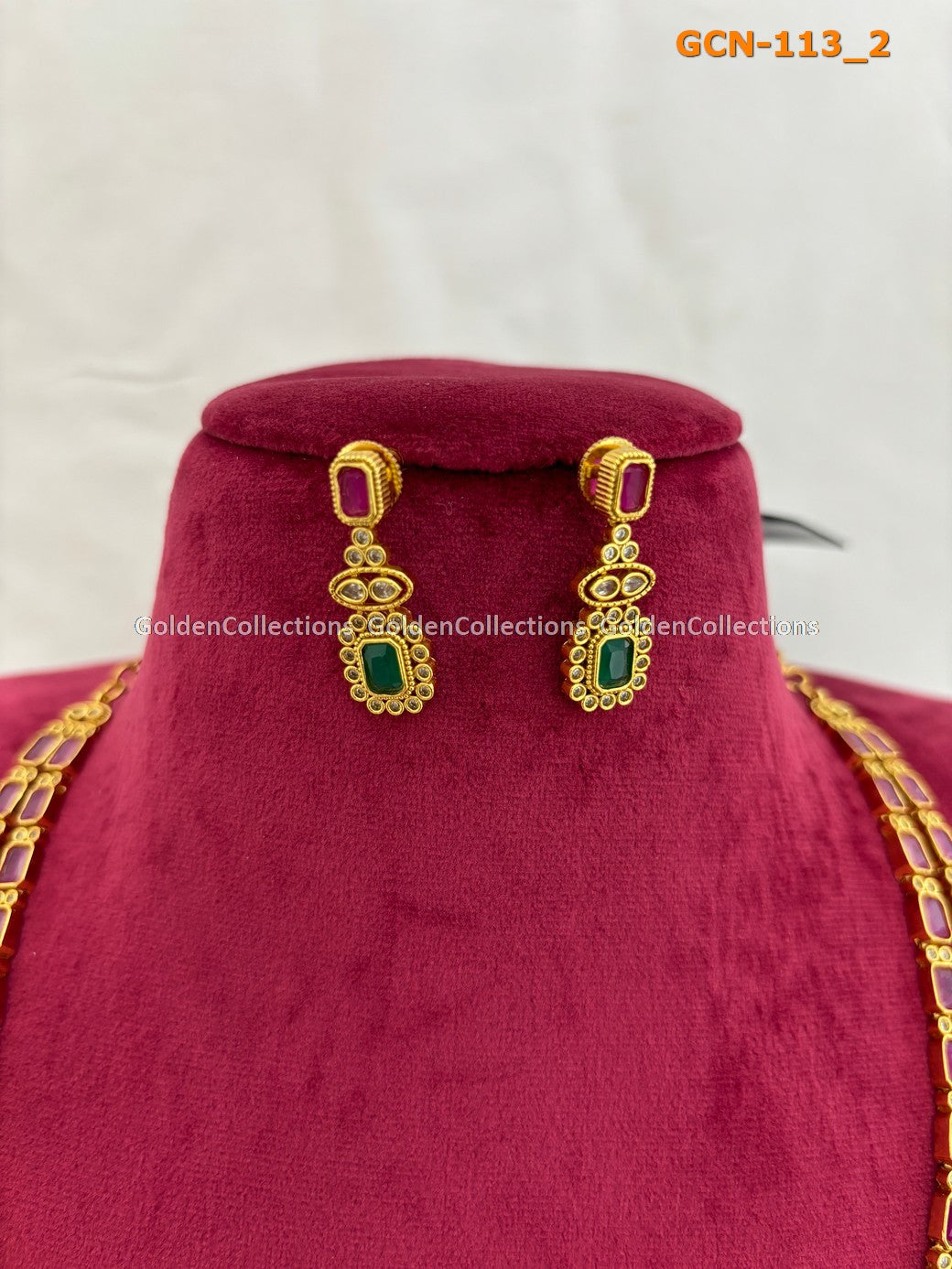 Ruby Emerald Necklace Online : 2 Layered Necklaces GoldenCollections 3