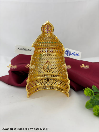 sacred jewellery crown for deity goldencollections Size: 5 x 4.25 x 2.5, Color: Multi, Style: Half Round Image 2