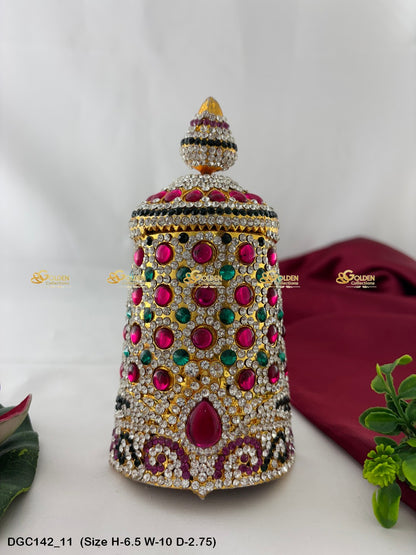 Sacred Mukut For Deity Idol Goldencollections Size: 6.5 X 10.5 X 3, Color: Multi, Style: Round Image 11