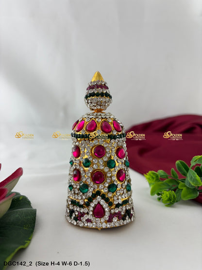 Sacred Mukut For Deity Idol Goldencollections Size: 4 X 6 X 1.75, Color: Multi, Style: Round Image 2