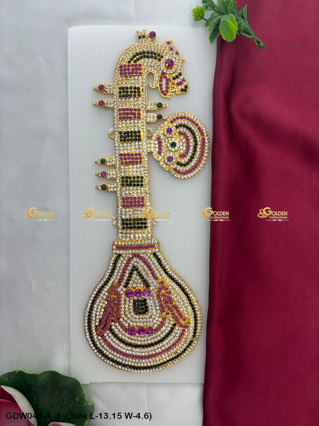 Saraswati Veena Significance Goldencollections Size: 13.15 x 4.6, Color: Multi, Style: Veena Image 1