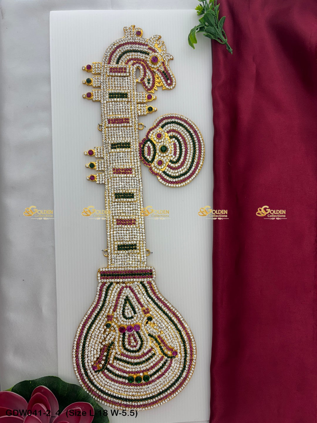 Saraswati Veena Significance Goldencollections Size: 18 x 5.5, Color: Multi, Style: Veena Image 4