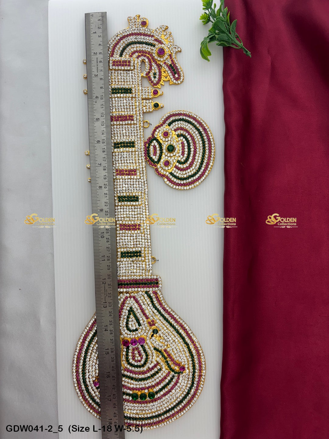 Saraswati Veena Significance Goldencollections Size: 18 x 5.5, Color: Multi, Style: Veena Image 5