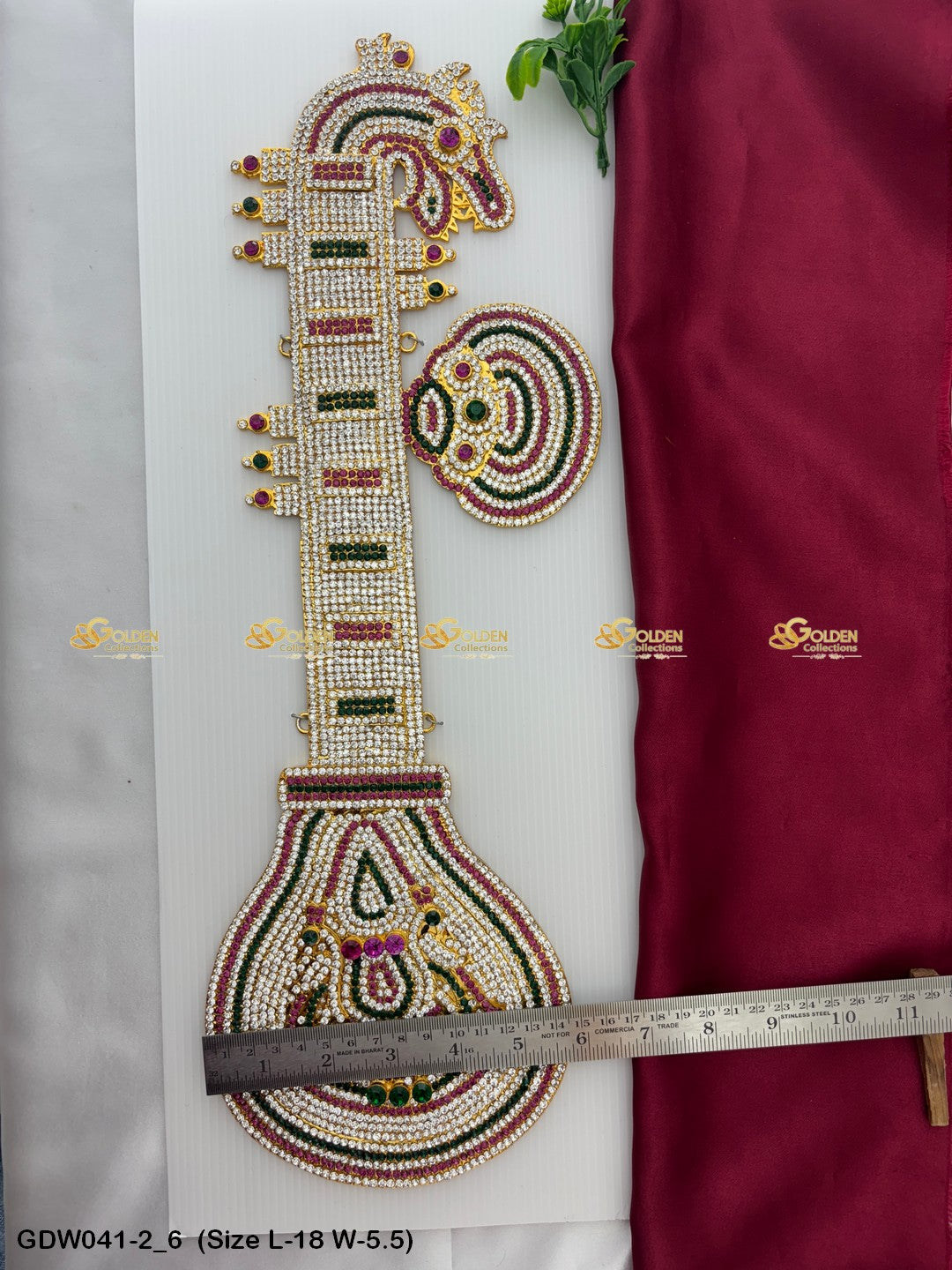 Saraswati Veena Significance Goldencollections Size: 18 x 5.5, Color: Multi, Style: Veena Image 6