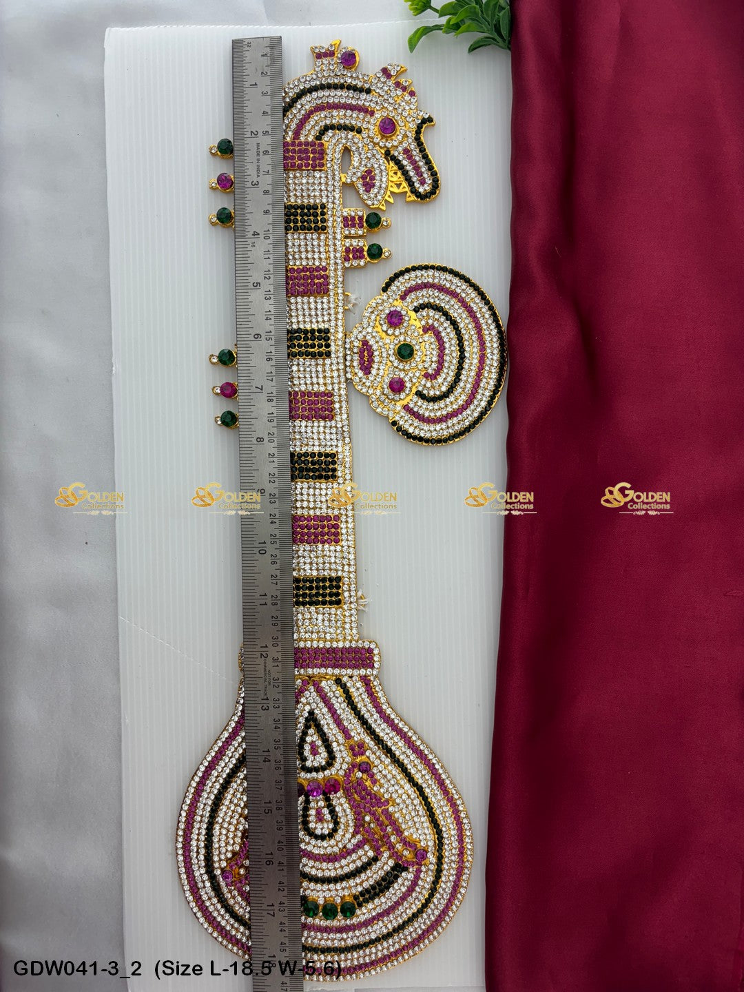 Saraswati Veena Significance Goldencollections Size: 18.5 x 5.6, Color: Multi, Style: Veena Image 2