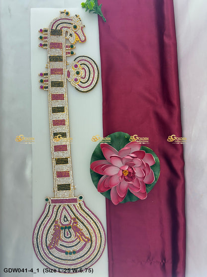 Saraswati Veena Significance Goldencollections Size: 25 x 6.75, Color: Multi, Style: Veena Image 1