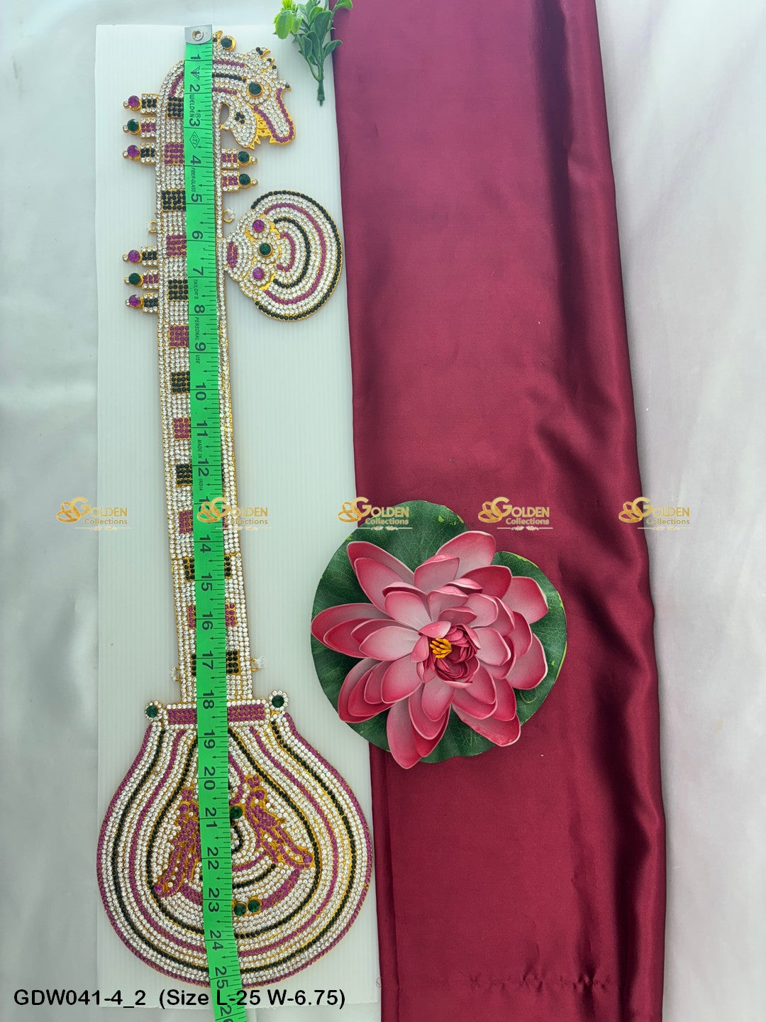 Saraswati Veena Significance Goldencollections Size: 25 x 6.75, Color: Multi, Style: Veena Image 2