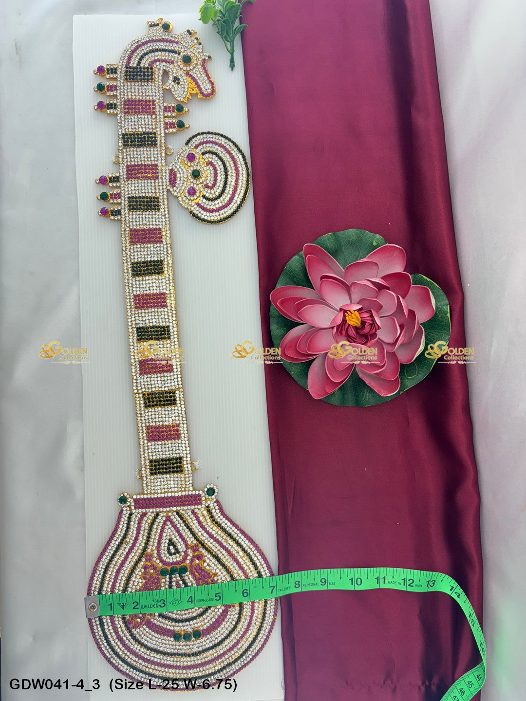 Saraswati Veena Significance Goldencollections Size: 25 x 6.75, Color: Multi, Style: Veena Image 3