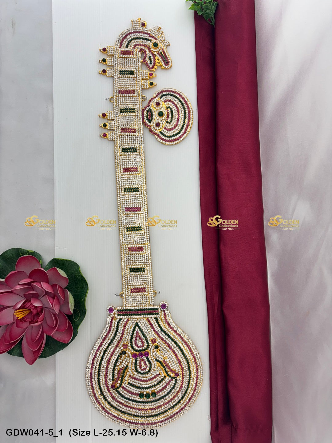 Saraswati Veena Significance Goldencollections Size: 25.15 x 6.8, Color: Multi, Style: Veena Image 1